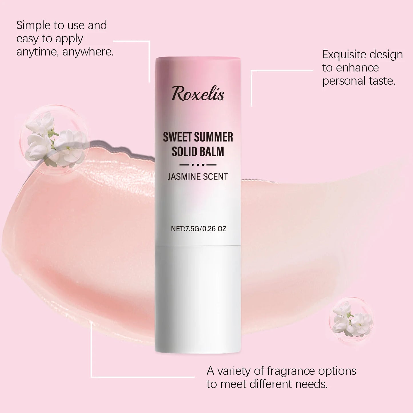 ROXELIS Sweet Summer Solid Balm Lemon Scent Mild Long Last Freshness Aroma Deodorant Portable Refill Anytime Perfume Balm 0.26OZ