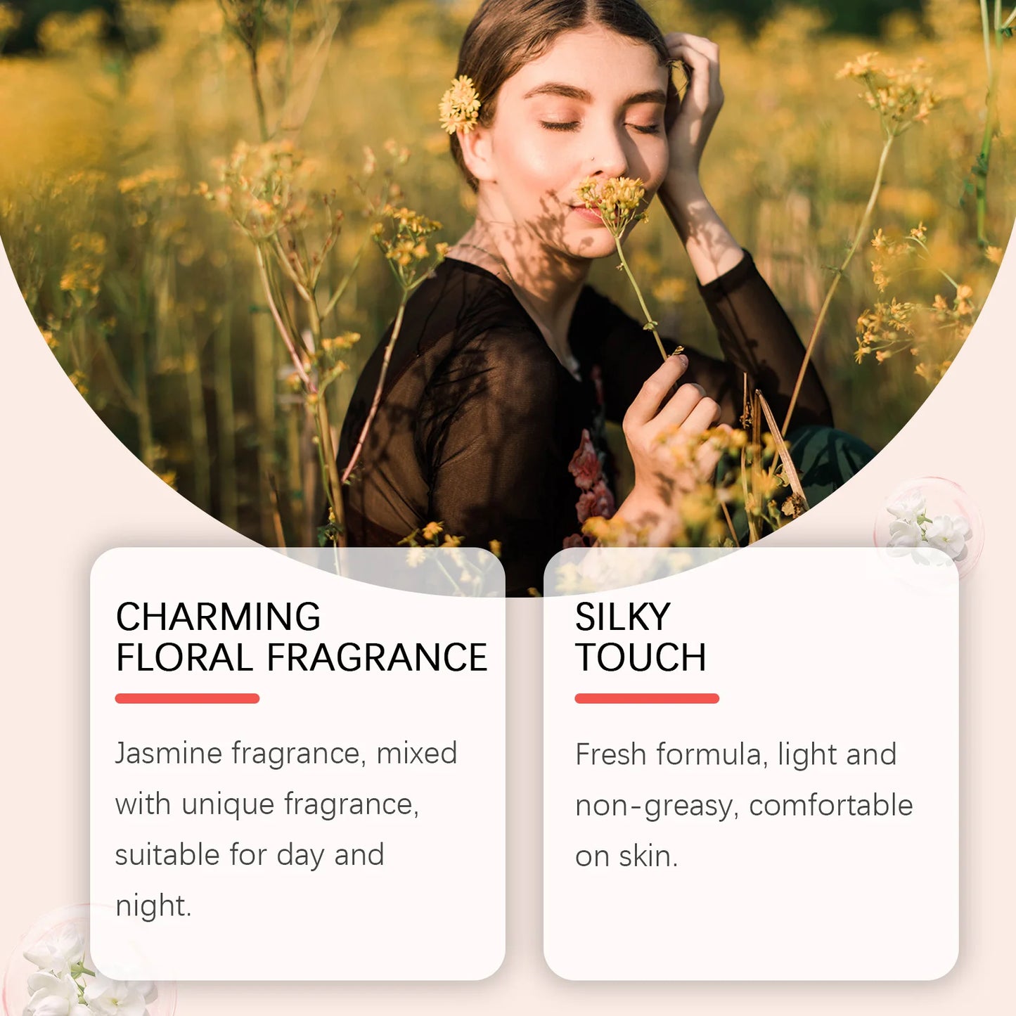 Roxelis Jasmine Light Fragrance Perfume Natural Fresh Mild Long-lasting Light Fragrance Portable Charming Lingering Perfume