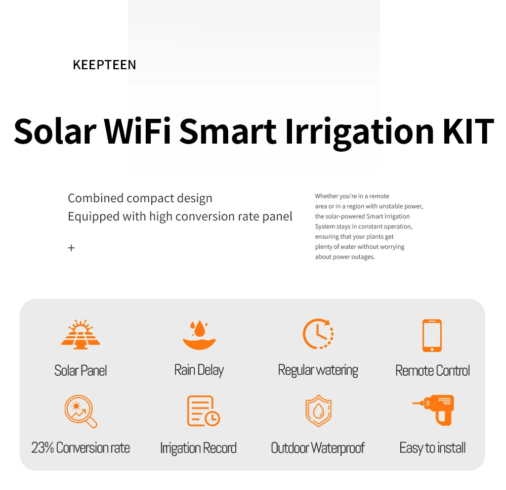 Solar Smart Irrigation Kit 4W 5V Built-in 6000mAh Battery For Balconies Garden Mobile Phone WiFi Remote Control Watering System