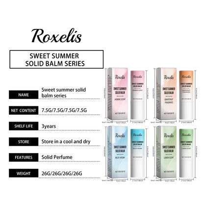 ROXELIS Sweet Summer Solid Balm Lemon Scent Mild Long Last Freshness Aroma Deodorant Portable Refill Anytime Perfume Balm 0.26OZ