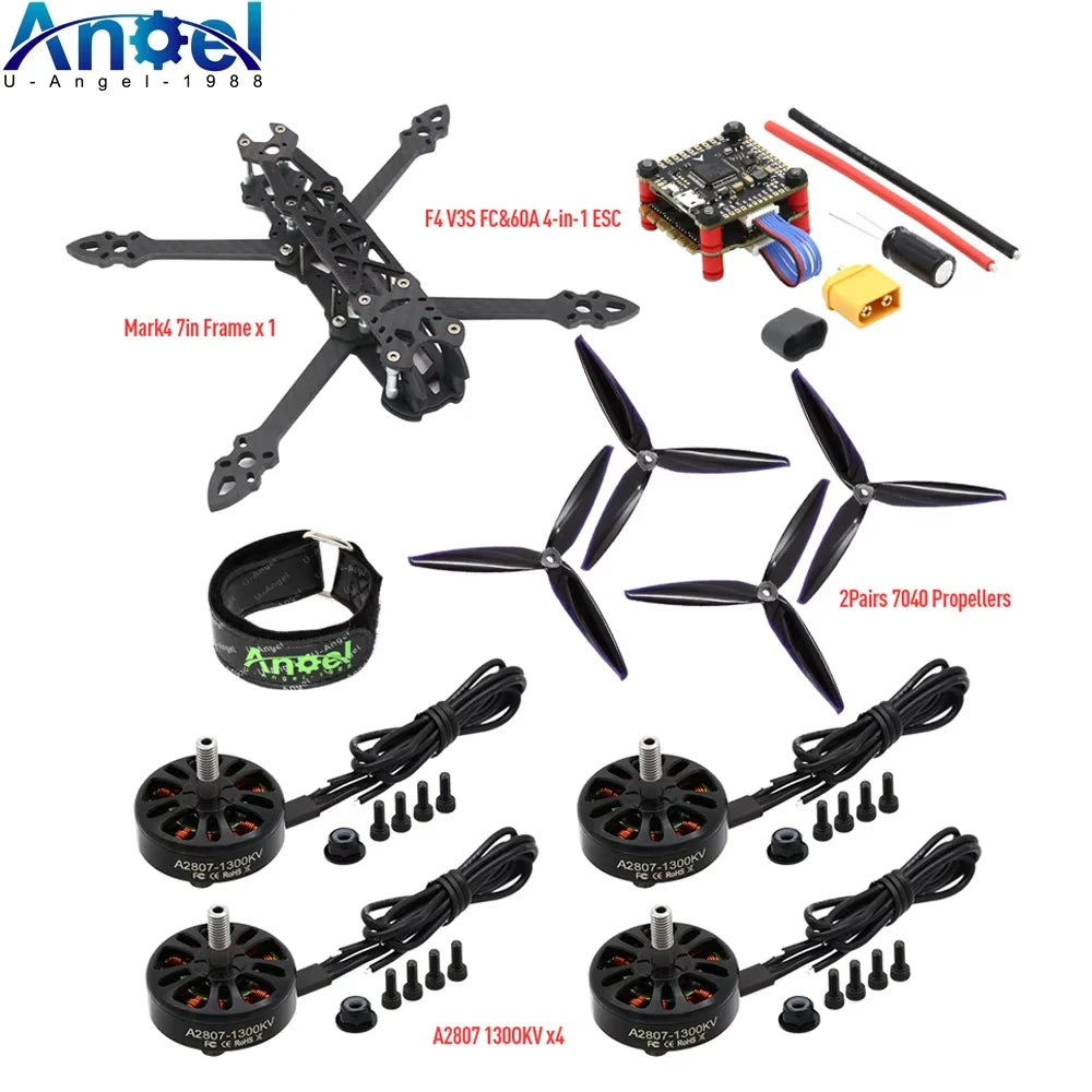 Mark4 Mark 4 7inch 295mm FPV Frame& F4 V3S PLUS Stack BLS 60A ESC &A2807 1300KV Brushless Motor& 7040 propeller RC Drone Kit