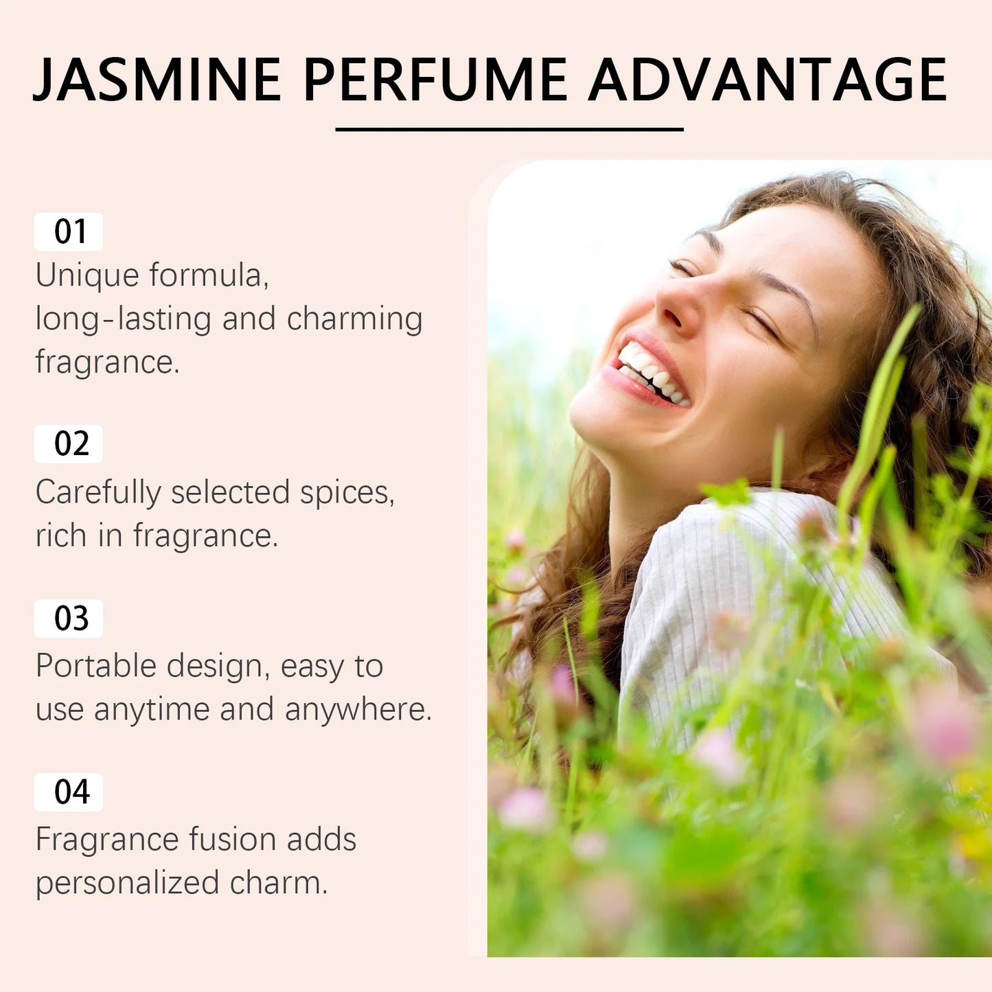 Roxelis Jasmine Light Fragrance Perfume Natural Fresh Mild Long-lasting Light Fragrance Portable Charming Lingering Perfume