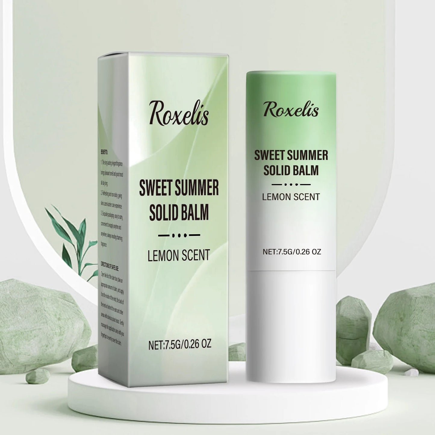 ROXELIS Sweet Summer Solid Balm Lemon Scent Mild Long Last Freshness Aroma Deodorant Portable Refill Anytime Perfume Balm 0.26OZ