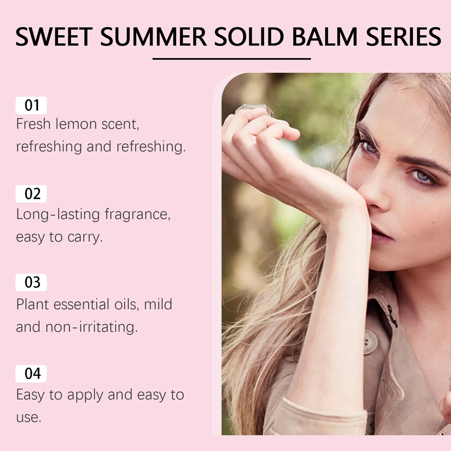 ROXELIS Sweet Summer Solid Balm Lemon Scent Mild Long Last Freshness Aroma Deodorant Portable Refill Anytime Perfume Balm 0.26OZ