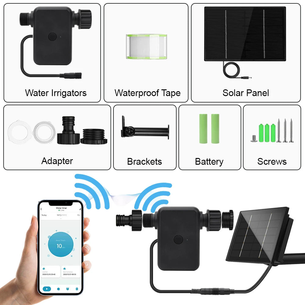 Solar Smart Irrigation Kit 4W 5V Built-in 6000mAh Battery For Balconies Garden Mobile Phone WiFi Remote Control Watering System