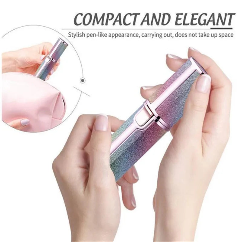 2 in 1 Electric Lady Eyebrow Trimmer Body Hair Removal Painless Women Shaver Bikini Clipper Cut With LED Light USB Rechargeable