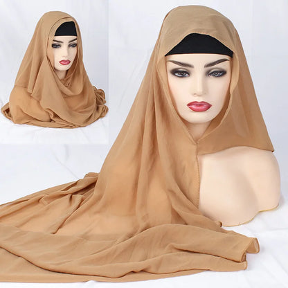 2020 NEW women chiffon solid color muslim head scarf shawls and wraps pashmina bandana easy ready to wear hijab stores