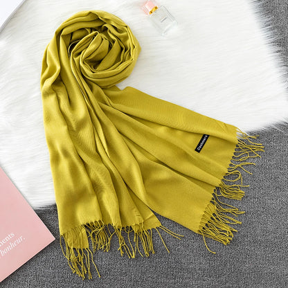 2023 Luxury Brand Soild Cashmere Women Scarf Winter Warm Shawl and Wraps Hijab Store Pashmina Long Female Foulard Head Scarves