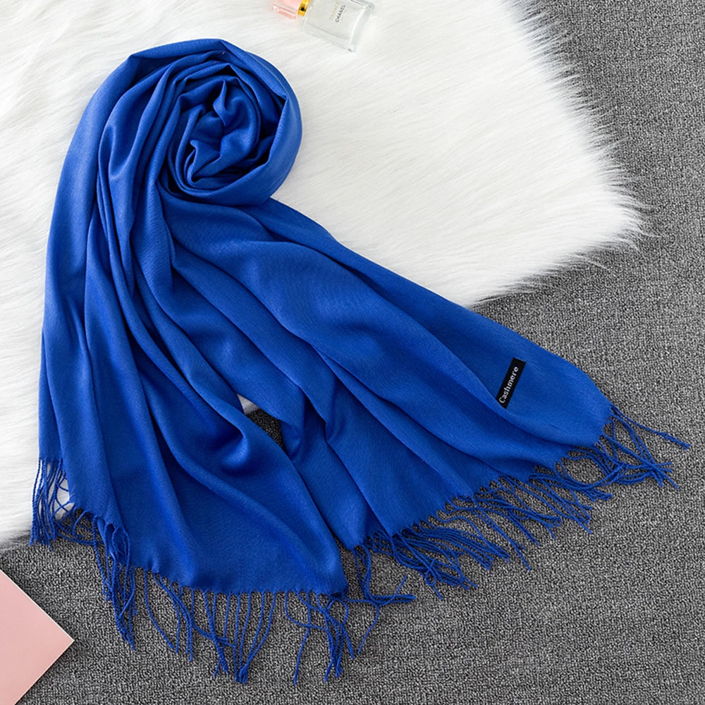 2023 Luxury Brand Soild Cashmere Women Scarf Winter Warm Shawl and Wraps Hijab Store Pashmina Long Female Foulard Head Scarves