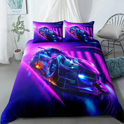 Automobile Poster Fans Bedding Set King Queen Double Full Twin Single Size Bed Linen Set