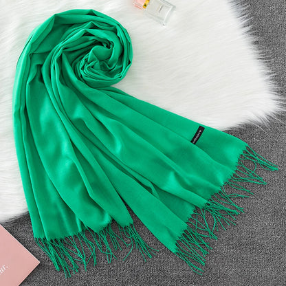 2023 Luxury Brand Soild Cashmere Women Scarf Winter Warm Shawl and Wraps Hijab Store Pashmina Long Female Foulard Head Scarves