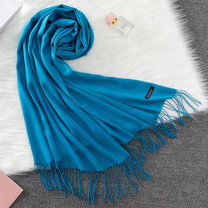 2023 Luxury Brand Soild Cashmere Women Scarf Winter Warm Shawl and Wraps Hijab Store Pashmina Long Female Foulard Head Scarves