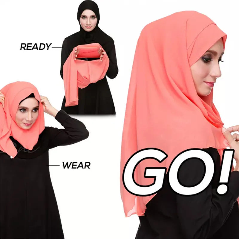 2020 NEW women chiffon solid color muslim head scarf shawls and wraps pashmina bandana easy ready to wear hijab stores