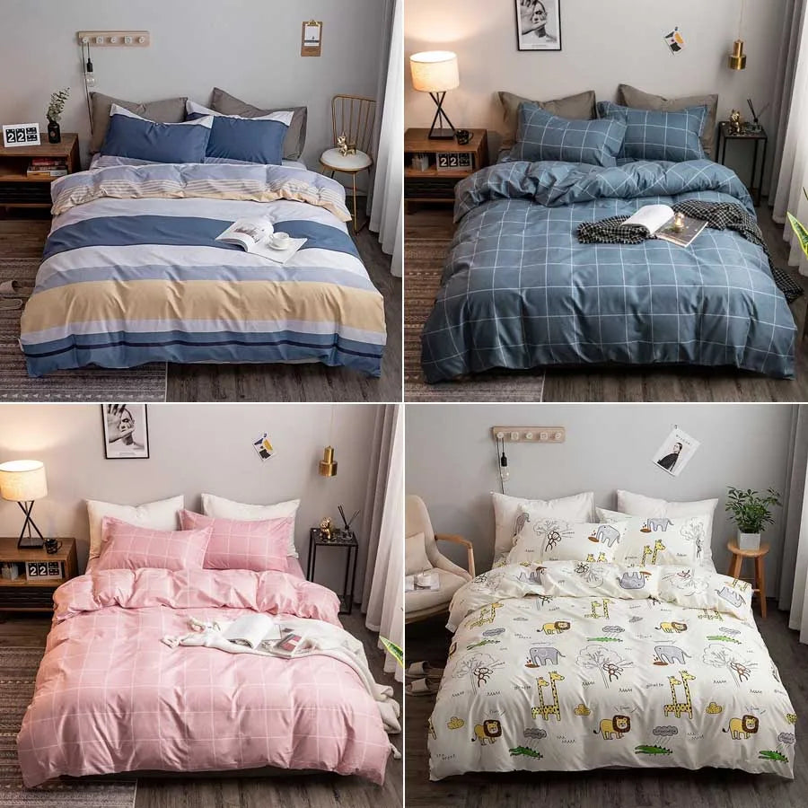 WOSTAR Luxury bedding set king size duvet cover bed sheet and pillowcase geometry printed nordic style bedclothes home textiles