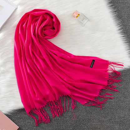 2023 Luxury Brand Soild Cashmere Women Scarf Winter Warm Shawl and Wraps Hijab Store Pashmina Long Female Foulard Head Scarves