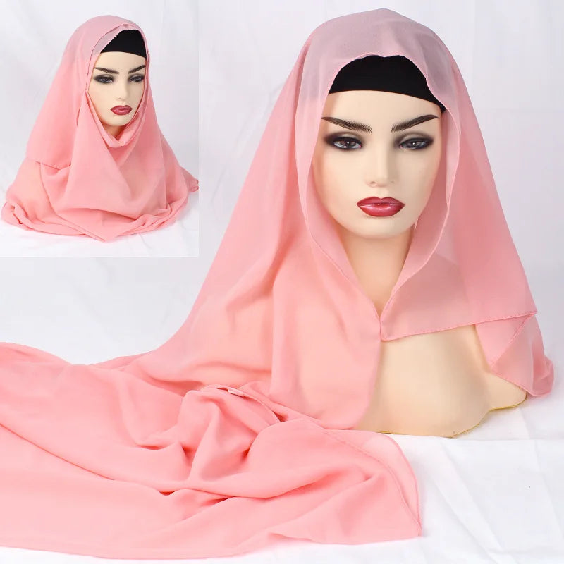 2020 NEW women chiffon solid color muslim head scarf shawls and wraps pashmina bandana easy ready to wear hijab stores