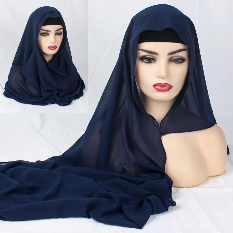 2020 NEW women chiffon solid color muslim head scarf shawls and wraps pashmina bandana easy ready to wear hijab stores