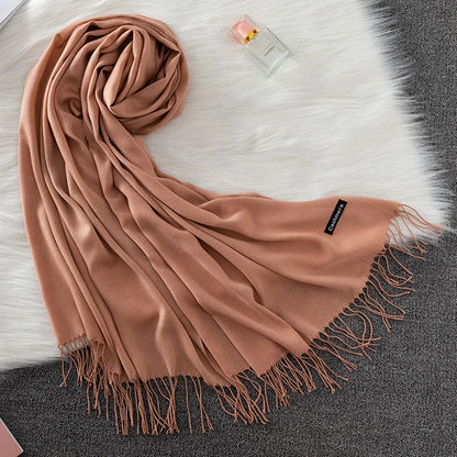 2023 Luxury Brand Soild Cashmere Women Scarf Winter Warm Shawl and Wraps Hijab Store Pashmina Long Female Foulard Head Scarves