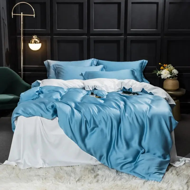 Liv-Esthete Gorgeous 100% Silk Bedding Set Mulberry Silk Beauty Quilt Cover Set Bed Sheet Pillowcase Queen King Bed Linen Set