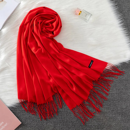 2023 Luxury Brand Soild Cashmere Women Scarf Winter Warm Shawl and Wraps Hijab Store Pashmina Long Female Foulard Head Scarves