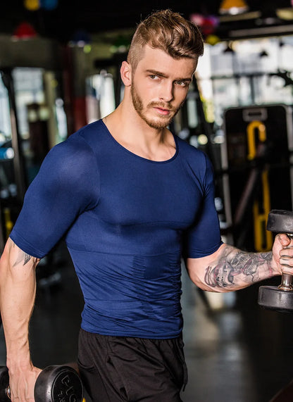 Men's Slimming Shaper Posture Vest Men's Compression T-Shirt Body Building Fat Burn Chest Tummy Shirt Slim Dry Quick Under Shirt