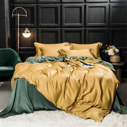 Liv-Esthete Gorgeous 100% Silk Bedding Set Mulberry Silk Beauty Quilt Cover Set Bed Sheet Pillowcase Queen King Bed Linen Set