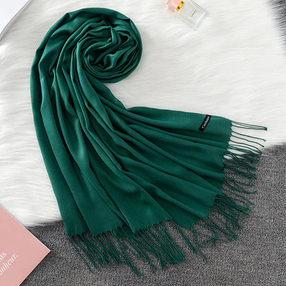 2023 Luxury Brand Soild Cashmere Women Scarf Winter Warm Shawl and Wraps Hijab Store Pashmina Long Female Foulard Head Scarves