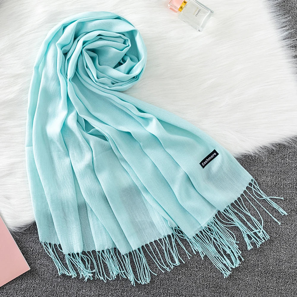 2023 Luxury Brand Soild Cashmere Women Scarf Winter Warm Shawl and Wraps Hijab Store Pashmina Long Female Foulard Head Scarves