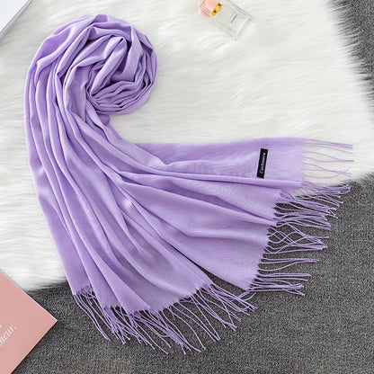 2023 Luxury Brand Soild Cashmere Women Scarf Winter Warm Shawl and Wraps Hijab Store Pashmina Long Female Foulard Head Scarves