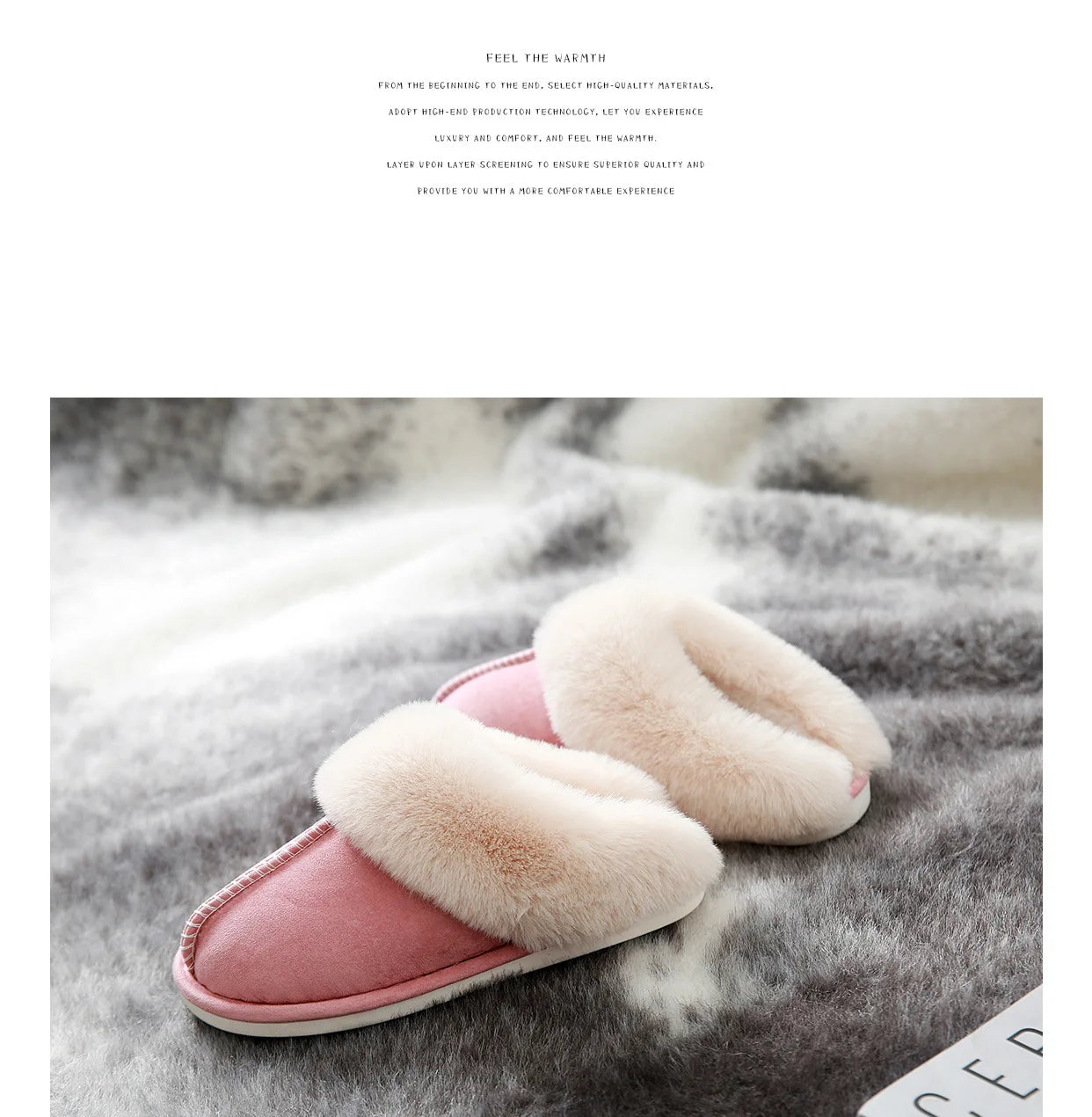 Luxury Faux Suede Home Women Full Fur Slippers Winter Warm Plush Bedroom Non-Slip Couples Shoes Indoor Ladies Furry Slippers