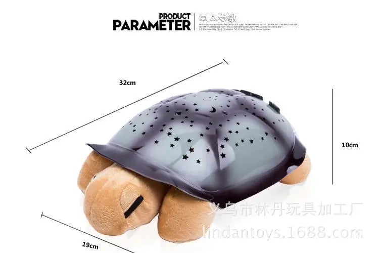 Children's Plush Tortoise Projector Lamp Music Starry Sky Projector Lamp Sleeps Luminous Toy Bedroom Decoration Night Light