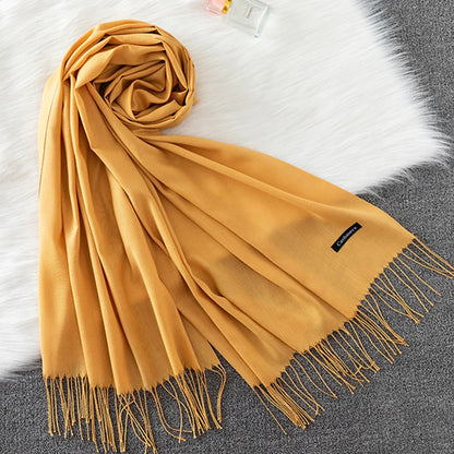 2023 Luxury Brand Soild Cashmere Women Scarf Winter Warm Shawl and Wraps Hijab Store Pashmina Long Female Foulard Head Scarves