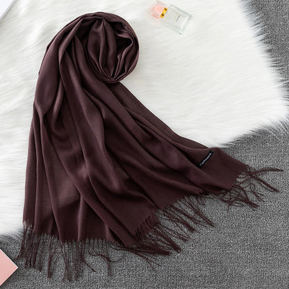 2023 Luxury Brand Soild Cashmere Women Scarf Winter Warm Shawl and Wraps Hijab Store Pashmina Long Female Foulard Head Scarves