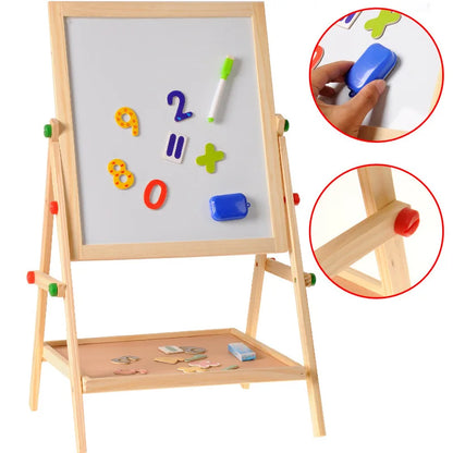 Wooden Drawing Blackboard Whiteboard Double Sided Adjustable Easel Painting Toy Early Education Learning Toys For Children Kids