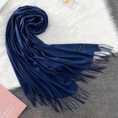 2023 Luxury Brand Soild Cashmere Women Scarf Winter Warm Shawl and Wraps Hijab Store Pashmina Long Female Foulard Head Scarves