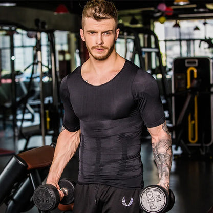 Men's Slimming Shaper Posture Vest Men's Compression T-Shirt Body Building Fat Burn Chest Tummy Shirt Slim Dry Quick Under Shirt