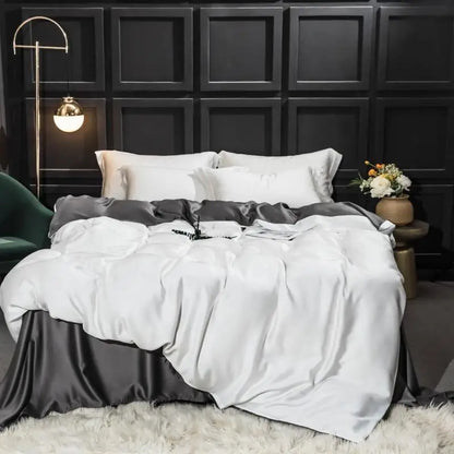 Liv-Esthete Gorgeous 100% Silk Bedding Set Mulberry Silk Beauty Quilt Cover Set Bed Sheet Pillowcase Queen King Bed Linen Set