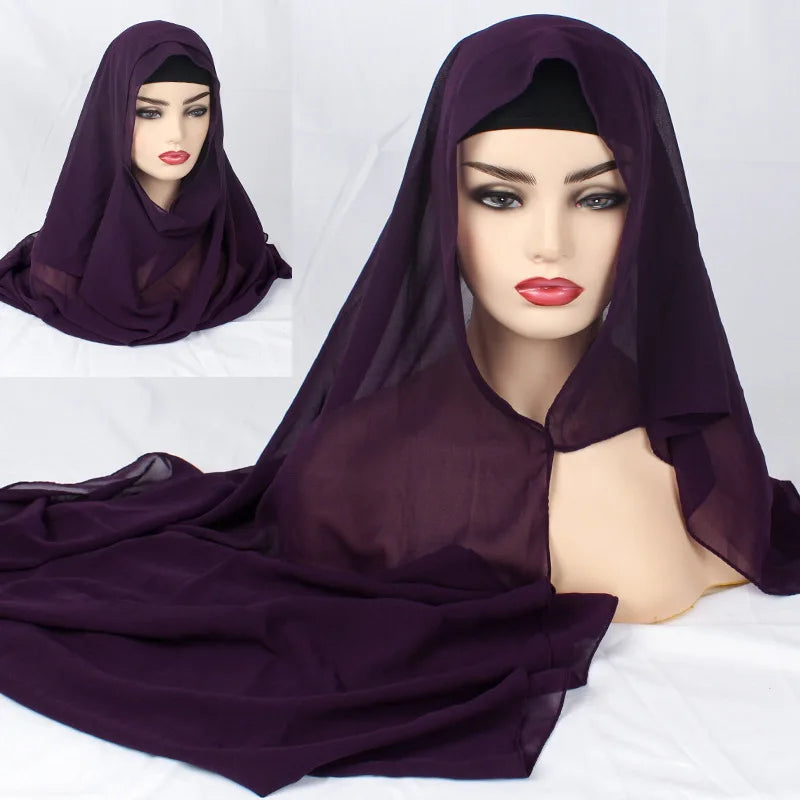 2020 NEW women chiffon solid color muslim head scarf shawls and wraps pashmina bandana easy ready to wear hijab stores