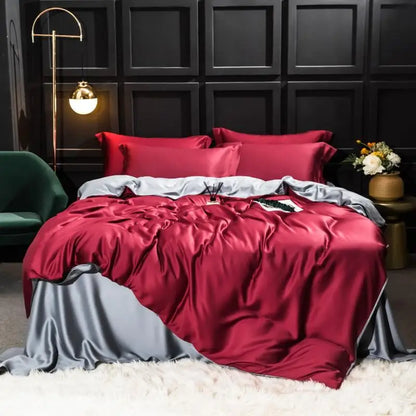 Liv-Esthete Gorgeous 100% Silk Bedding Set Mulberry Silk Beauty Quilt Cover Set Bed Sheet Pillowcase Queen King Bed Linen Set