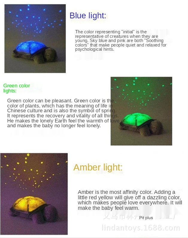 Children's Plush Tortoise Projector Lamp Music Starry Sky Projector Lamp Sleeps Luminous Toy Bedroom Decoration Night Light