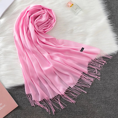 2023 Luxury Brand Soild Cashmere Women Scarf Winter Warm Shawl and Wraps Hijab Store Pashmina Long Female Foulard Head Scarves