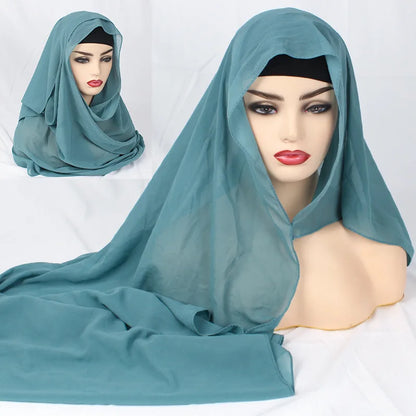 2020 NEW women chiffon solid color muslim head scarf shawls and wraps pashmina bandana easy ready to wear hijab stores