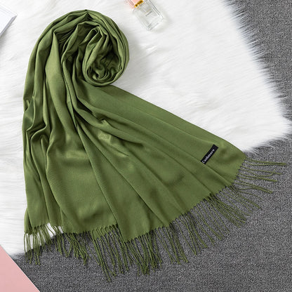 2023 Luxury Brand Soild Cashmere Women Scarf Winter Warm Shawl and Wraps Hijab Store Pashmina Long Female Foulard Head Scarves