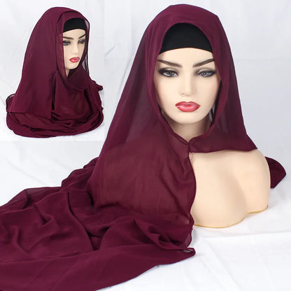 2020 NEW women chiffon solid color muslim head scarf shawls and wraps pashmina bandana easy ready to wear hijab stores