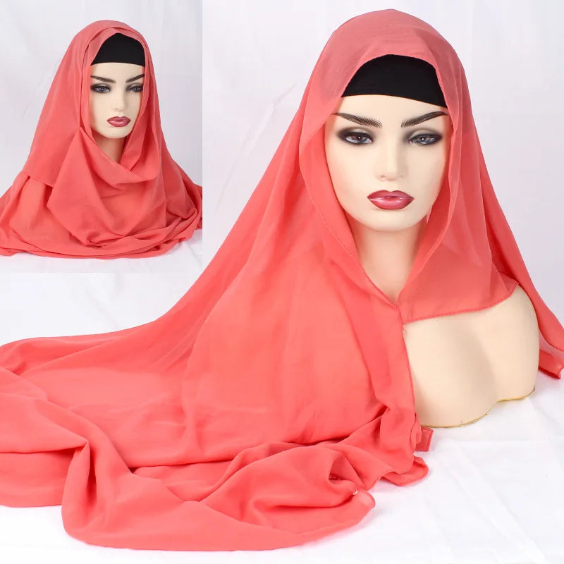 2020 NEW women chiffon solid color muslim head scarf shawls and wraps pashmina bandana easy ready to wear hijab stores