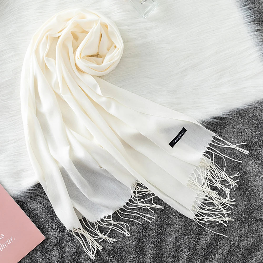 2023 Luxury Brand Soild Cashmere Women Scarf Winter Warm Shawl and Wraps Hijab Store Pashmina Long Female Foulard Head Scarves