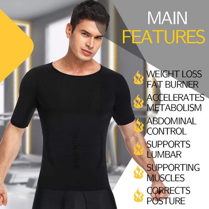 Men Body Shaper Slimming T Shirt Compression Shirts Gynecomastia Undershirt Waist Trainer Muscle Tank Tops Weight Loss Shapewear