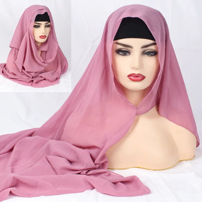 2020 NEW women chiffon solid color muslim head scarf shawls and wraps pashmina bandana easy ready to wear hijab stores