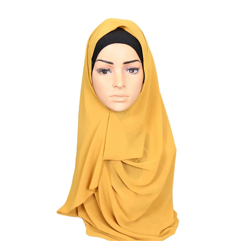 2020 NEW women chiffon solid color muslim head scarf shawls and wraps pashmina bandana easy ready to wear hijab stores