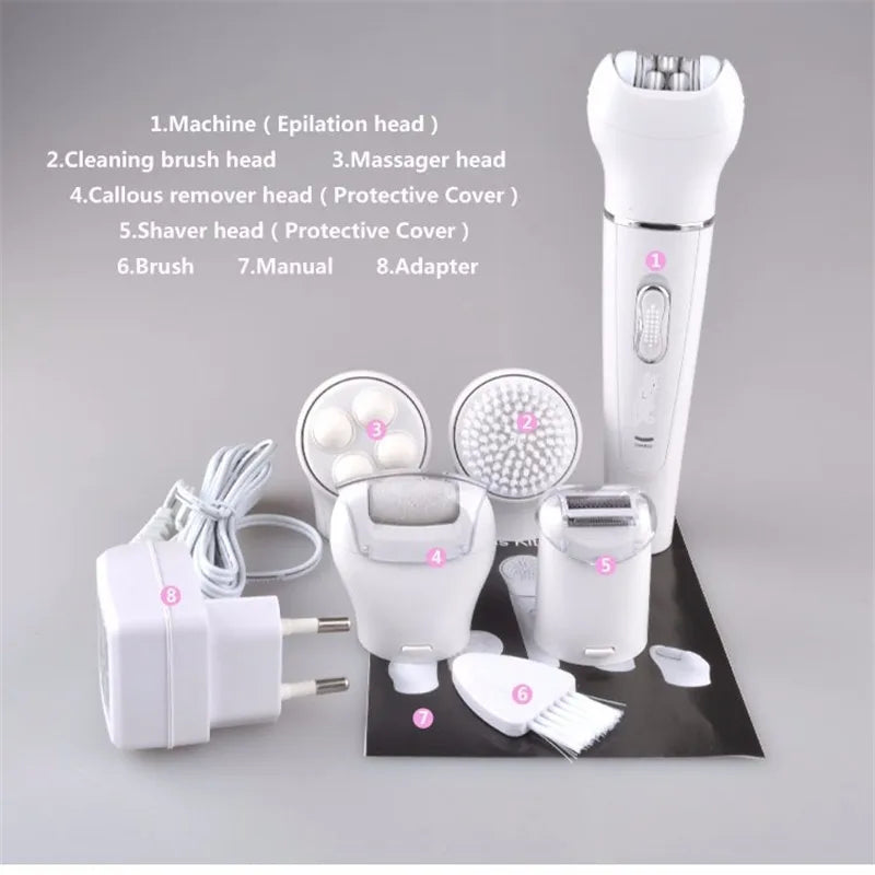 5 In 1 Electric Lady Epilator Bikini Trimmer Women Shaver Razor Leg Underarm Haircut Machine Pubic Clipper Body Hair Remover Kit